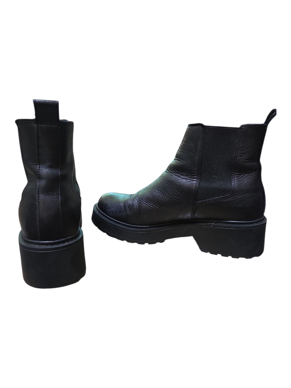 Steve Madden Black Leather Platform Chelsea Booties - Picture 10 of 11